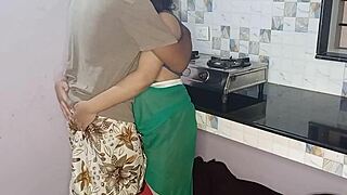 Arab babe and Indian daddy engage in kinky kitchen sex